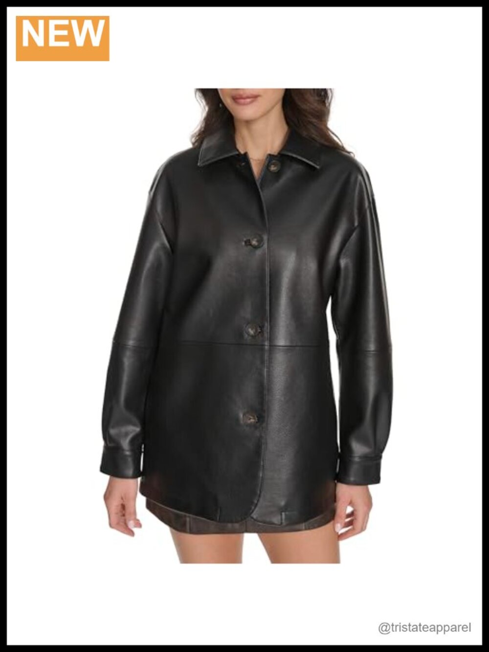 Faux Leather Blazer Relaxed Fit Long Sleeve Button Up Oversized Jacket